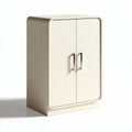 Storage cabinet in cream finish with double doors and sleek handles 80 x 40 x 100cm