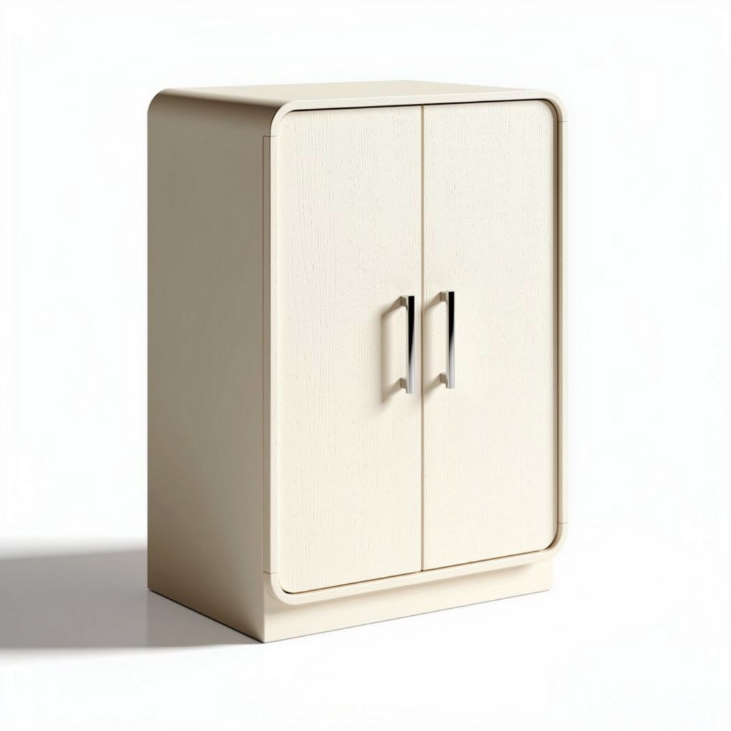 Storage cabinet in cream finish with double doors and sleek handles 80 x 40 x 100cm
