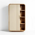 Wooden storage cabinet with cream doors and four interior shelves 80 x 40 x 120cm