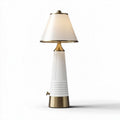 Table lamp with white ceramic base and metal accents 25 x 25 x 50cm