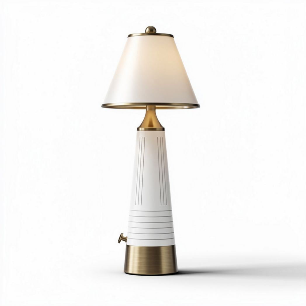 Table lamp with white ceramic base and metal accents 25 x 25 x 50cm