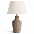 Table lamp with fabric shade in beige ceramic design 25 x 25 x 45cm