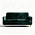 Velvet green 3-seater sofa with gold legs 190 x 85 x 75cm
