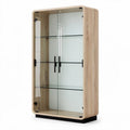 Wooden display cabinet with glass doors and adjustable shelves 180 x 80 x 40cm