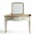 Wooden vanity table with mirror and two storage drawers in beige 80 x 40 x 150cm