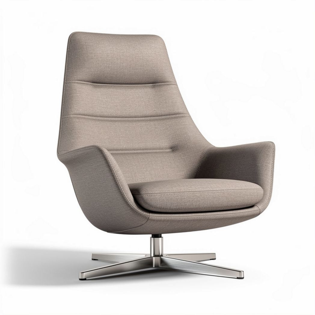 Modern accent chair with soft fabric upholstery and stainless steel base 80 x 75 x 100cm