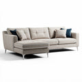 Sectional sofa with chaise lounge in light beige fabric 240 x 90 x 85cm