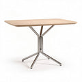 Contemporary dining table with wooden top and stainless steel base 120 x 80 x 75cm