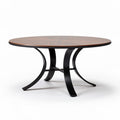 Round dining table with wooden top and metal base 120 x 120 x 75cm